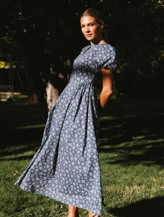 bohme Dresses & Skirts - NWT Bohme Baylor Floral Maxi Dress in Blue S Peasant Cottagecore